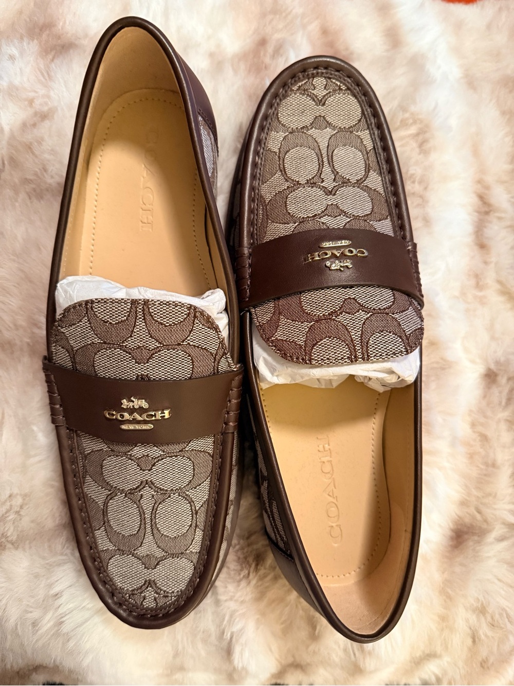 Coach Brown Signature Canvas Women's Penny Loafers with Gold Accent - Picture 10 of 10